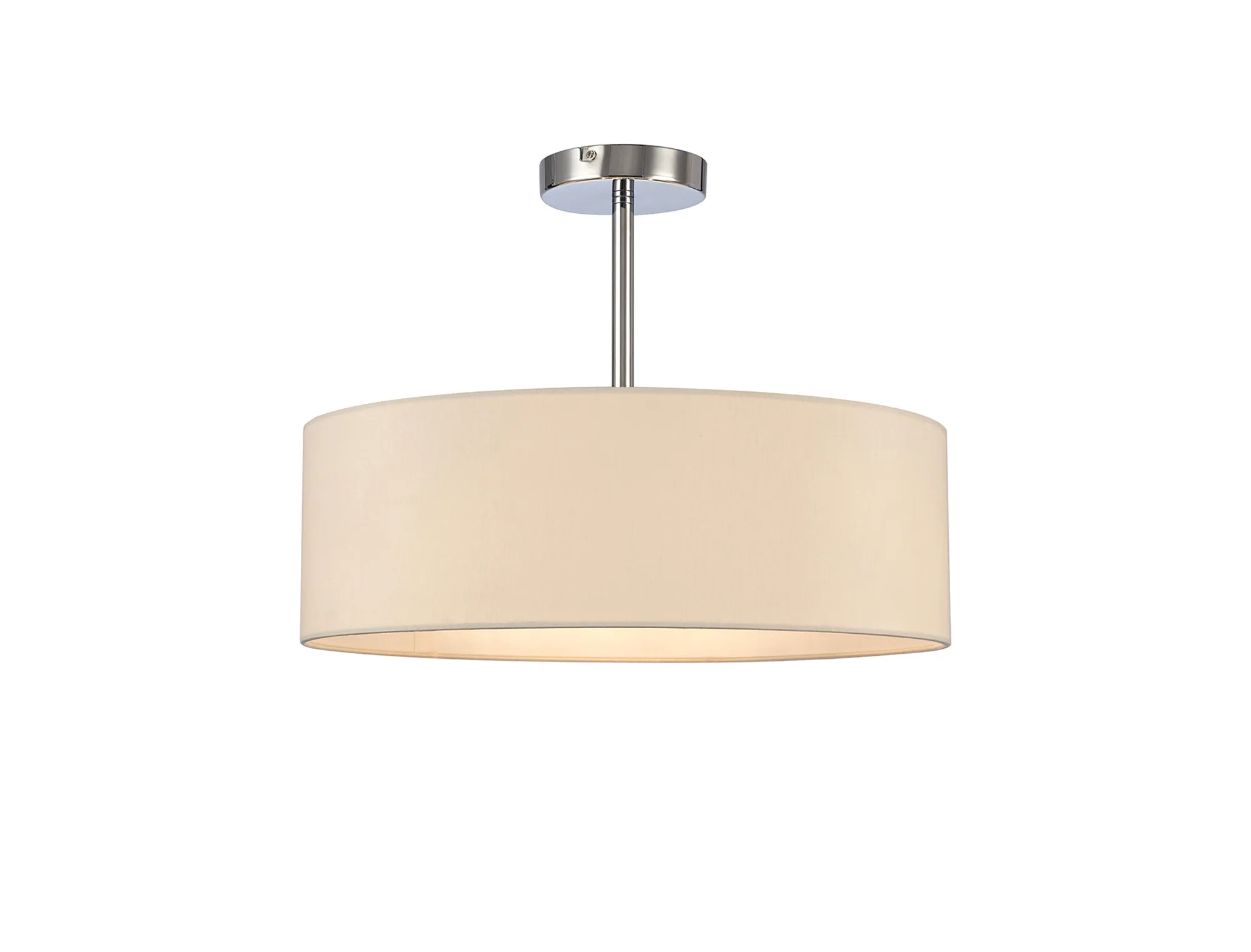 Baymont 45cm Semi Flush 3 Light Polished Chrome, Ivory Pearl/White